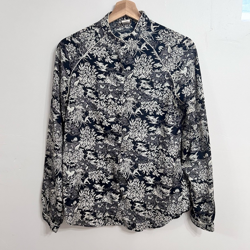 Vintage novelty print button down top size small